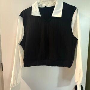 SHEIN Monochrome Long Sleeve Blouse